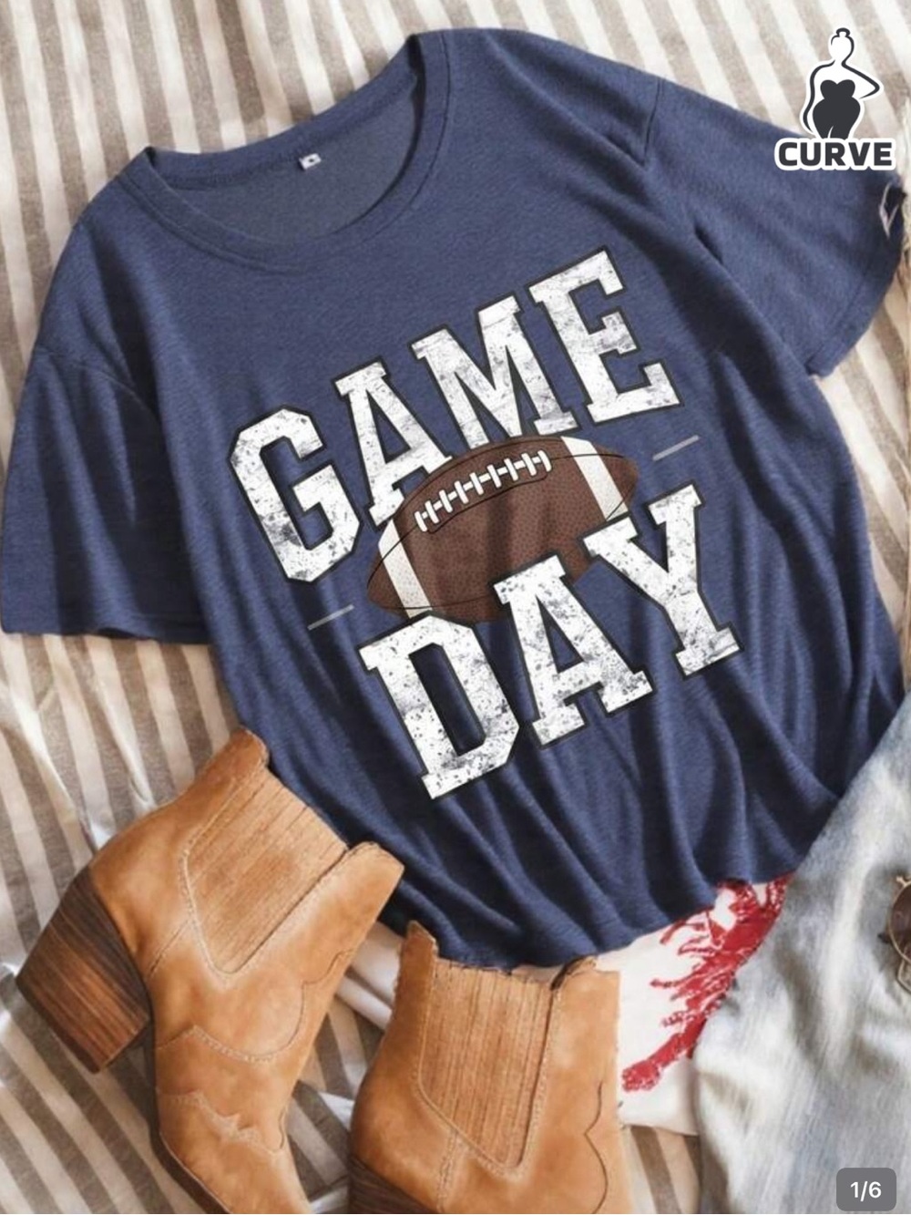 GAME DAY Football Graphic Tee - Navy